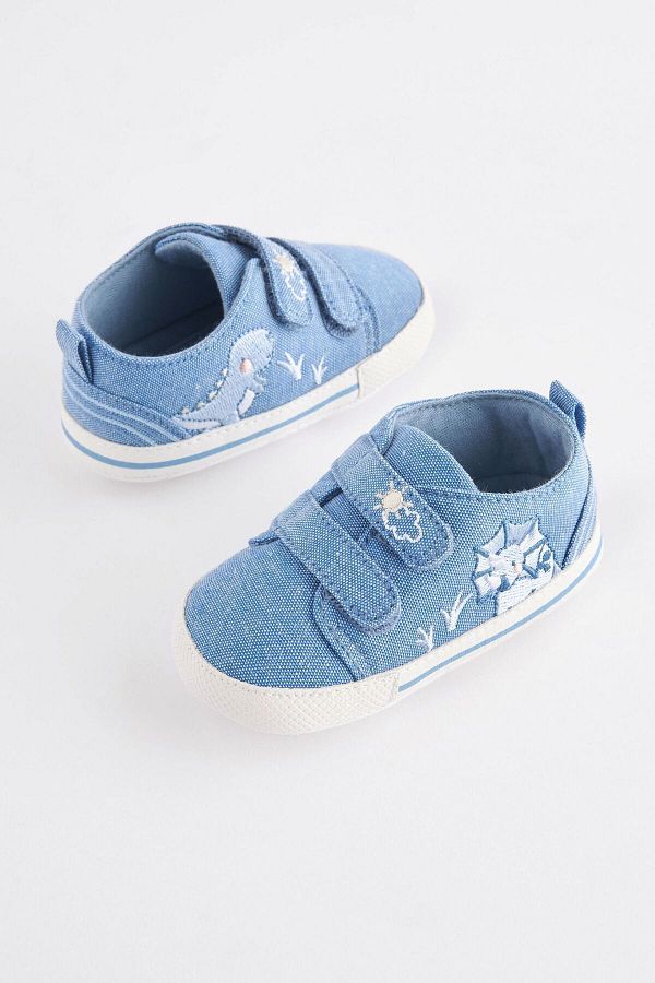 Next Baby Denim Design Blue Baby Shoes Soft Sole Dinosaur Patterned Trendyol