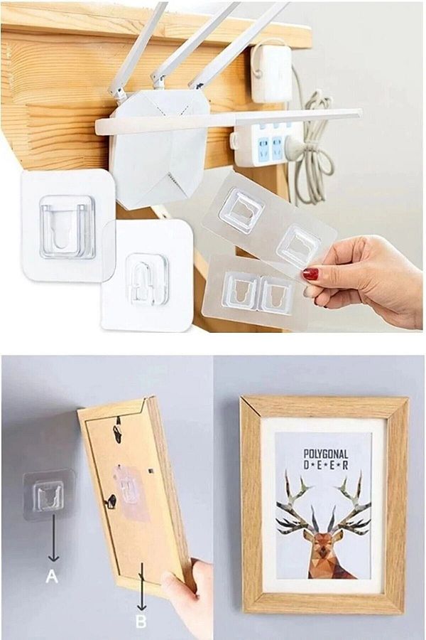 GAT Shop-Fixing Clip for Hanging Frame Table Socket Small Items, Without Pulling Nails, Without Dirtying the Wall, 10 Pieces 1