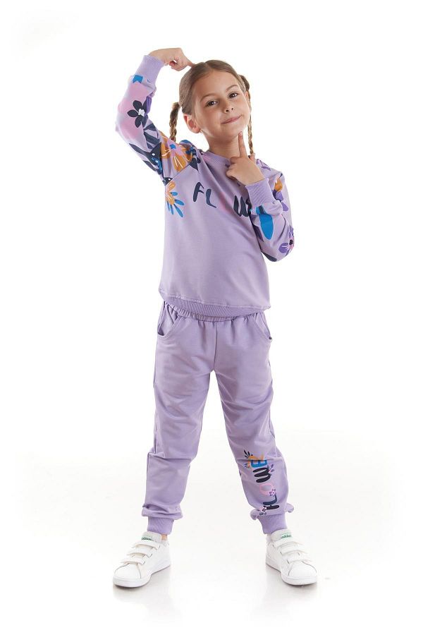 AHENGİM-Fata - Set de trening sezonier din bumbac imprimat cu flori Ak2505 1