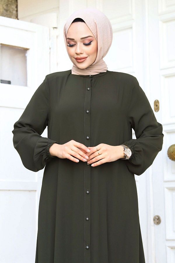 Tesettur Dunyas Cap Abaya Khaki Basic Trendyol