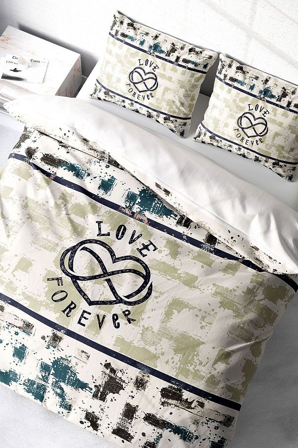 PerlaSera-Love Forever 3D Custom Design - Σετ Παπλωματοθήκη Διπλό, Πυκνό Βαμβακερό Σατέν 1