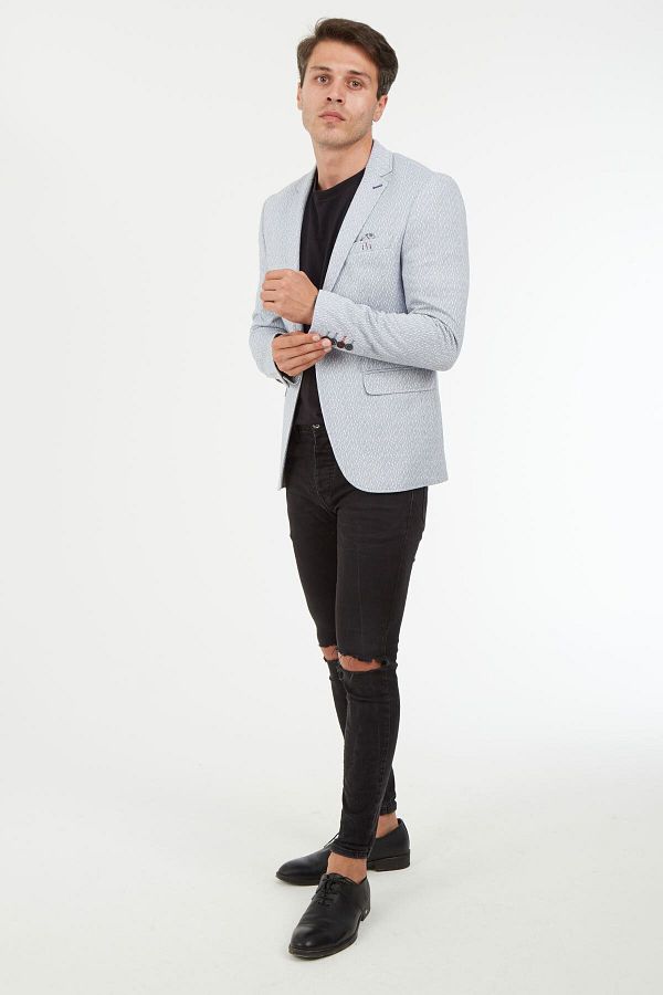 SPOSO 5127 Men s Gray Slim Fit Half Lined Blazer Jacket Trendyol