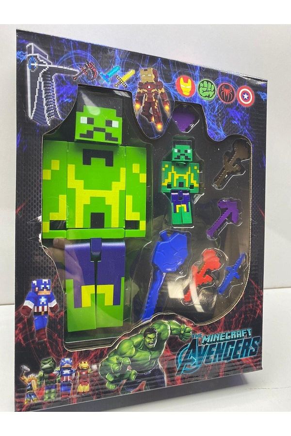 afreyz oyuncak-Minecraft Avengers Figure Set Hulk Large and Small Minecraft Maykıraft Figure Set 1