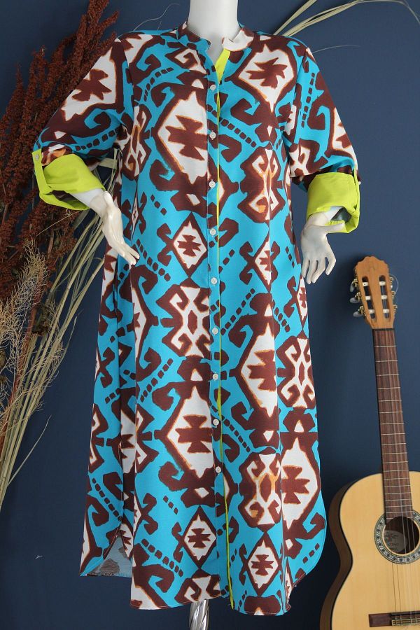 SUVİNA-Nevvara Linen Long Comfortable Tunic with Pockets 1