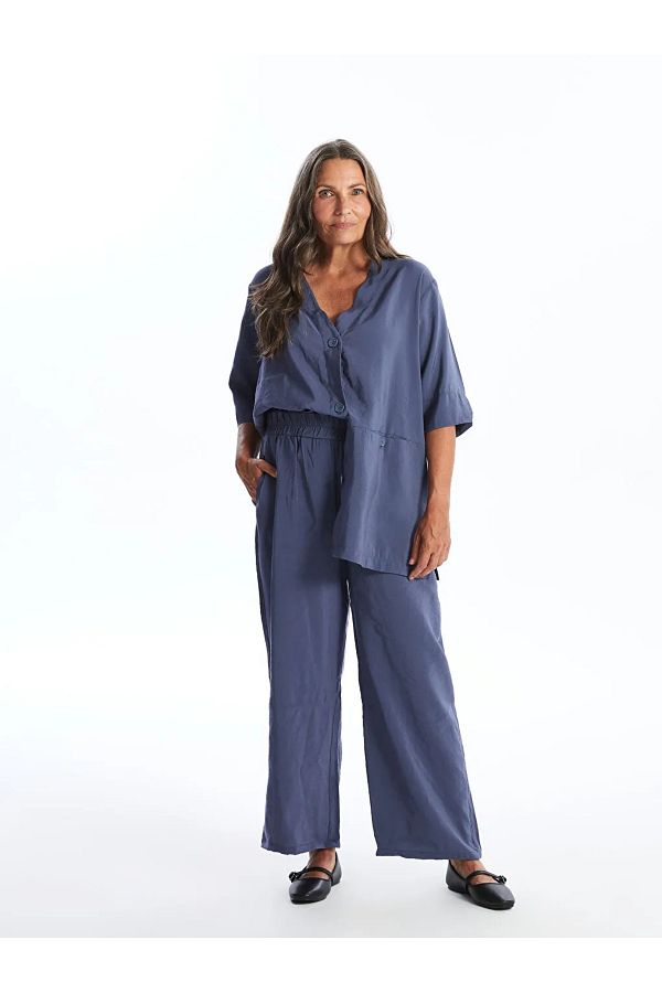 LC Waikiki-LCW Grace Indigo – Bequeme, geformte Damenhose mit elastischem Bund 1