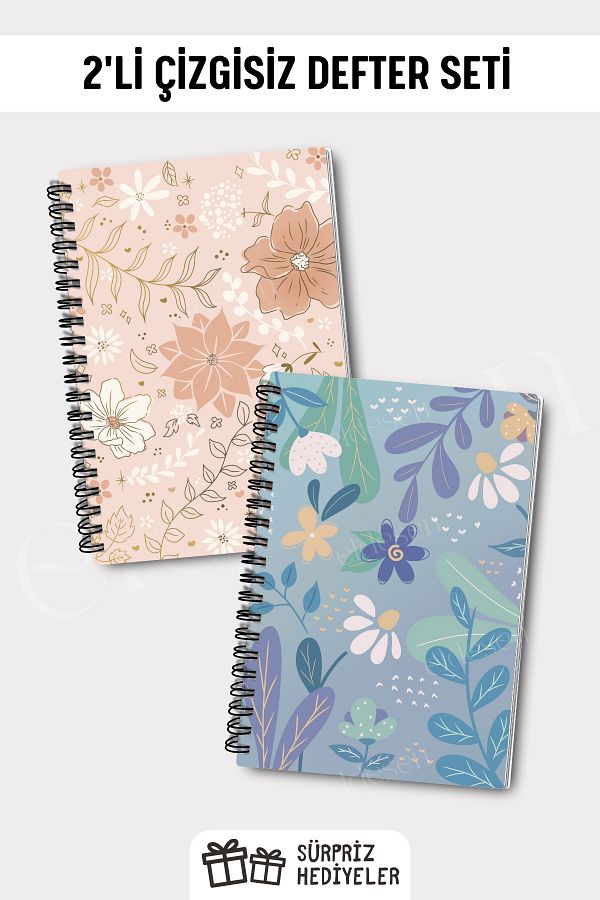 Eldesen Tasarım-A5 Size 2-Piece Unlined Notebook Set - 50 Sheets and 100 Sheets 1