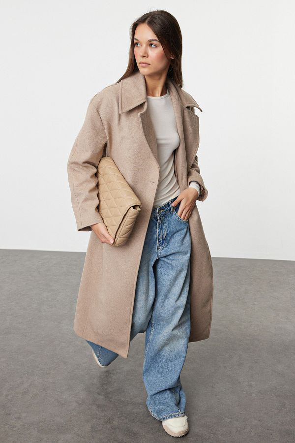 Trendyol Collection-Long Wool Mink Coat - Regular Fit Twoaw25kb00022 1
