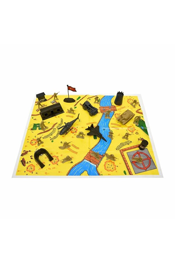 BYCEGU 48523 Pvc Poşette Oyun Halısı Olan Savaşcı Uçak Oyun Asker Aktivite Seti