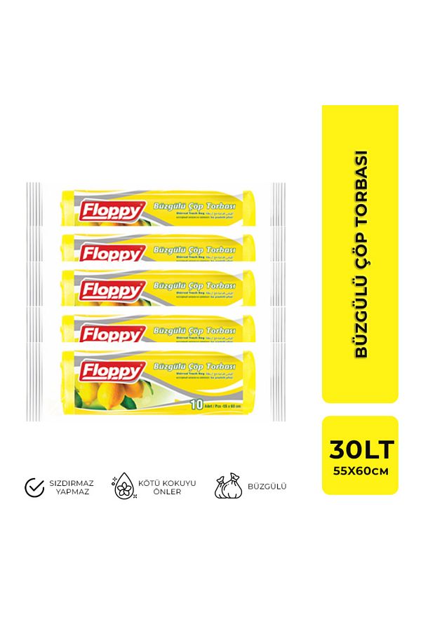 Floppy-Lemon Scented Medium Size Drawstring Garbage Bag - 5 Pieces 1