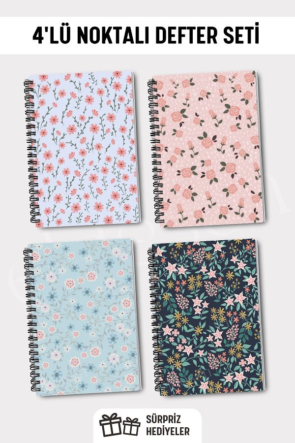 Eldesen Tasarım-A5 Size 4-Point Notebook Set - 50 Sheets and 100 Sheets 1