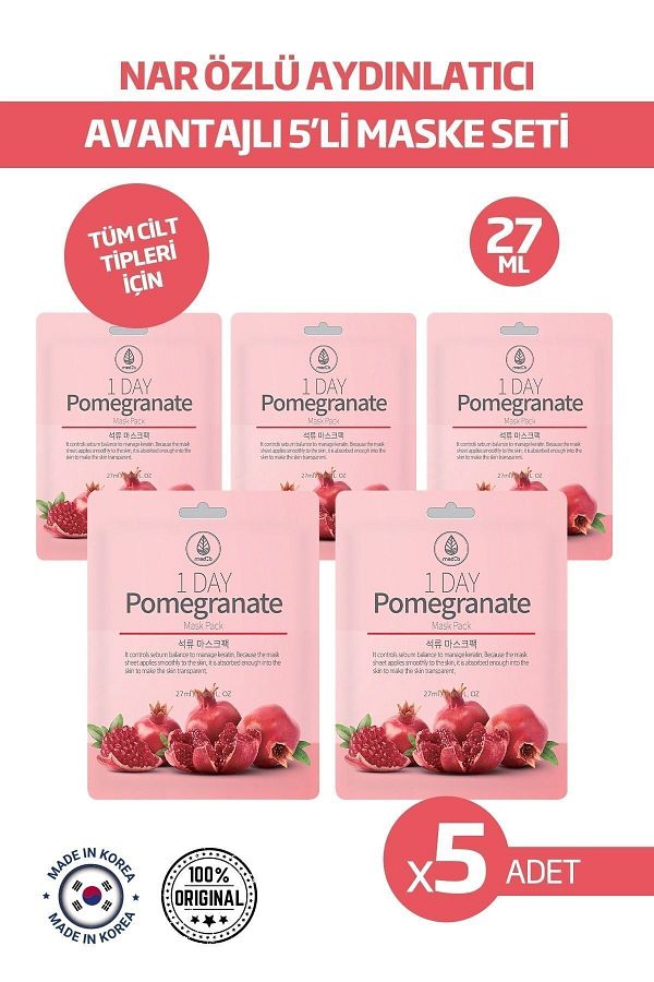 Med:b-Advantageous 5-Piece Mask Set Brightening and Revitalizing Face Mask with Pomegranate Extract 1