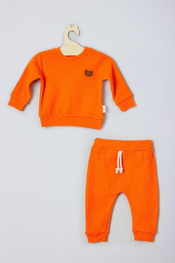 ADABEBEK-Corded Baby Top and Bottom Set with Teddy Bear Accessories 1