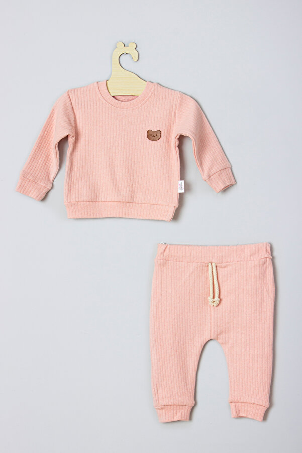 ADABEBEK Ayıcık Aksesuarlı Fitilli Alt Üst Bebek Takımı