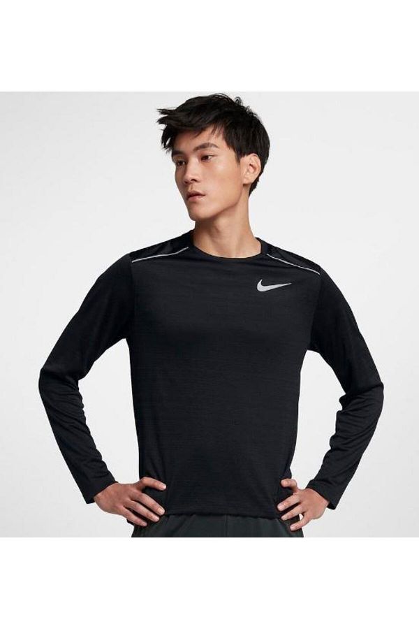 Nike Men s Running and Training T shirt Dry Miler Top Ls Black Long Sleeve Aj7568 010 Trendyol