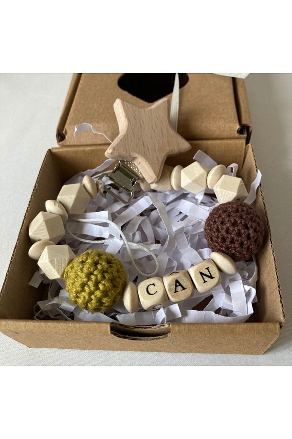 tiny wood-Pacifier Chain - Design with Name 1