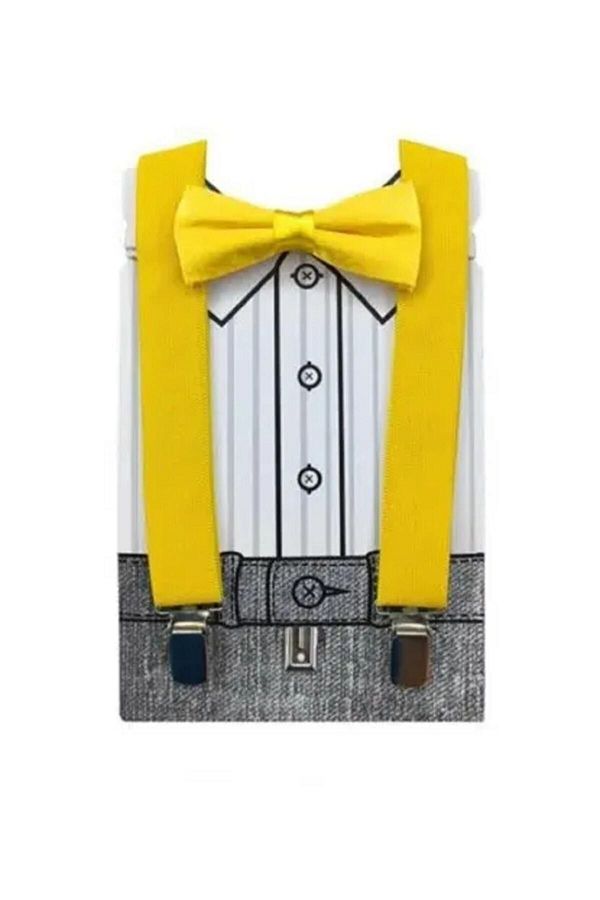 NEKİBUKİ-Set curea unisex cu papion galben și pantaloni pentru copii 1-9 ani 1