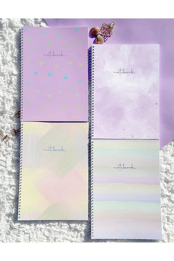 Smile Notes-Colored A4 Spiral Bound School Notebook, 80 Sheets Set of 4 1