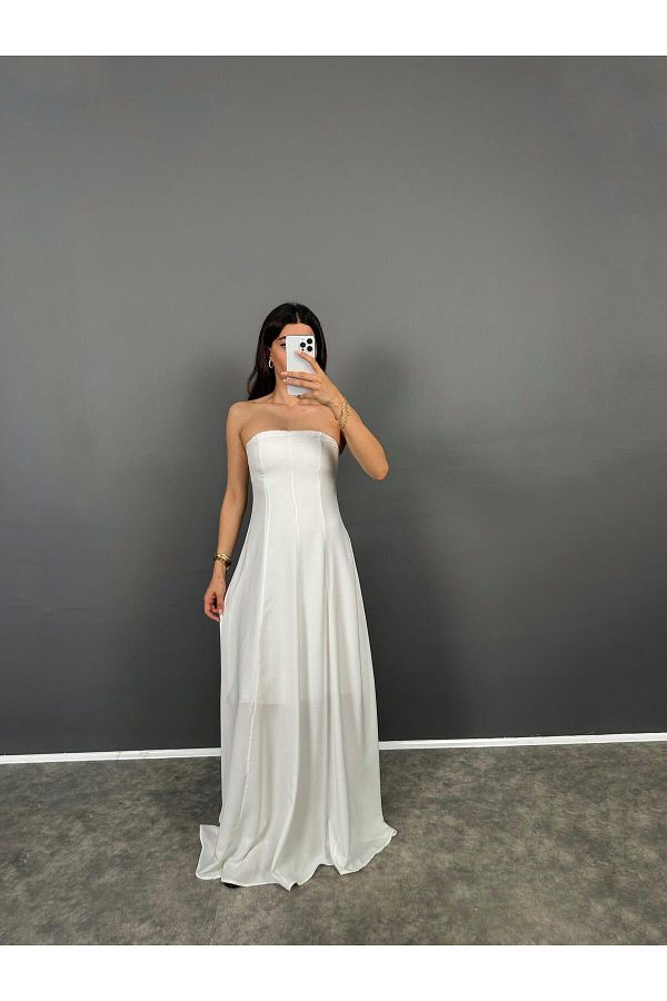 White cotton strapless dress store