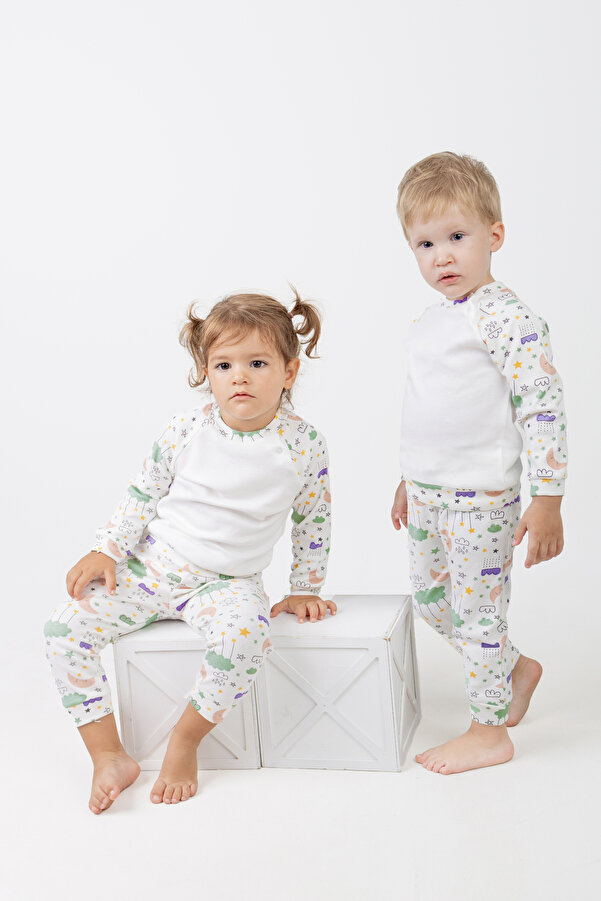 Sarebaby Konfor Serisi Unisex Bebek Takımı 3'lü Set Ekstra Yumuşak %100 Pamuk Özel Fitilli Kumaş