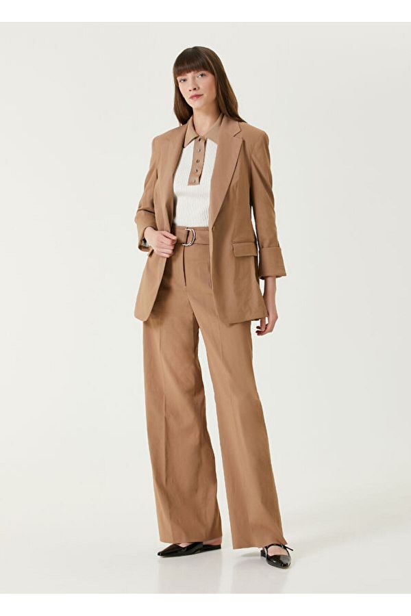 Boss Linen Blazer Size 38 Camel Trendyol