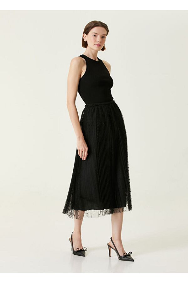 Red Valentino Polka Dot Black Midi Tulle Skirt Size 40 Trendyol