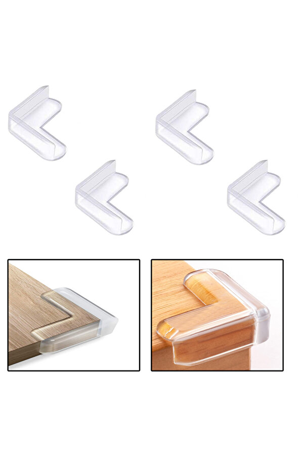 Microcase Bebekler için Eşya Masa Köşe Koruyucu Şeffaf Kendinden Yapışkanlı Silikon Köşe Koruma -AL4545 4 Adet