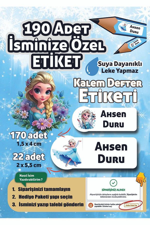 Joyygift-Frozen Elsa and Frozen Name Writable Notebook and Sticker Set - Pen and Book 1