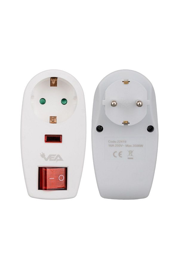 harry-3500 Watt 16 Ampere Current Protected LED Indicator Child Protected Single Socket with Switch 1