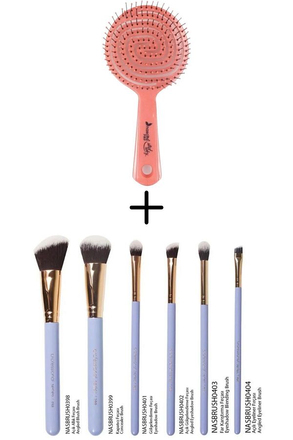 nascita-Be A Mermaid 6-Piece Makeup Brush Set + Nascita Pro Hair Lightening Comb Pink 1