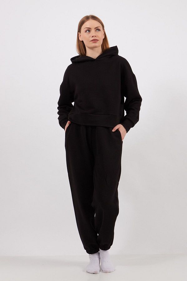 SevdeUgur Black Women s Tracksuit Set JoggerSweatshirt Collection Trendyol