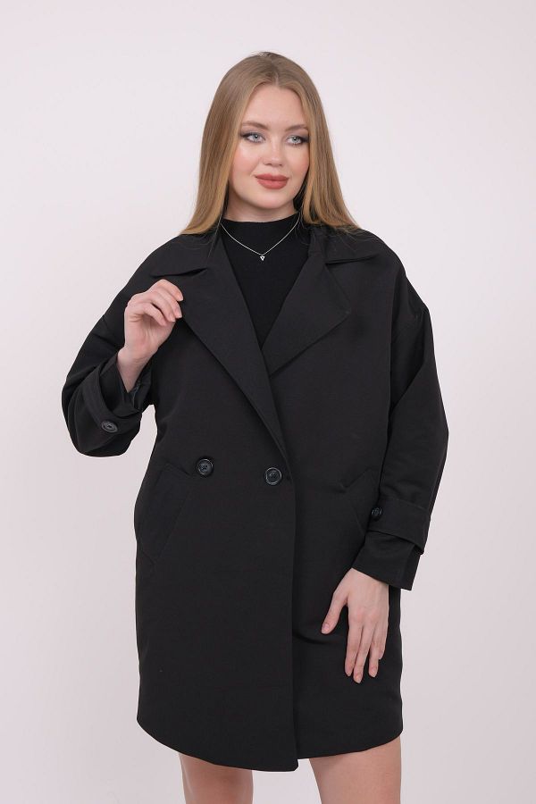 Short black trench coat women's outlet