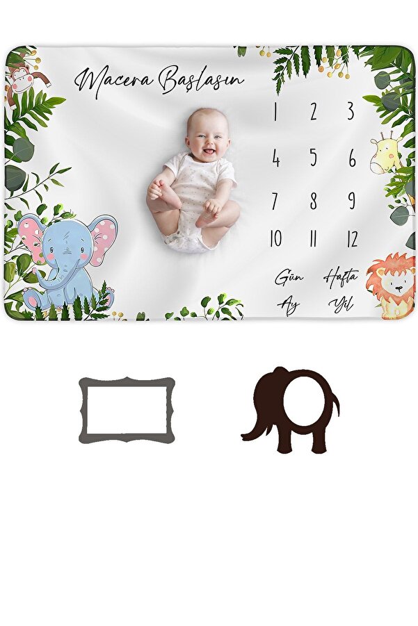 Moky Design Bebek Anı Battaniyesi, Aylık Konsept Fotoğraf Örtüsü, Yeni Doğan Baby Shower Hediye 150x100cm