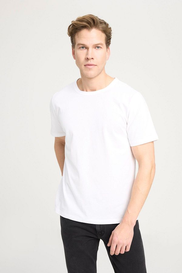 WRANGLER-Ecru T-shirt z okrągłym dekoltem, 100% bawełny, regularny krój 1