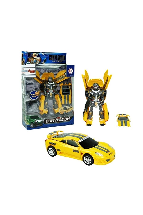 VARDEM OYUNCAK Transformers Conversion Dönüşebilen Robot Araba Sesli Işıklı Transformers Sarı