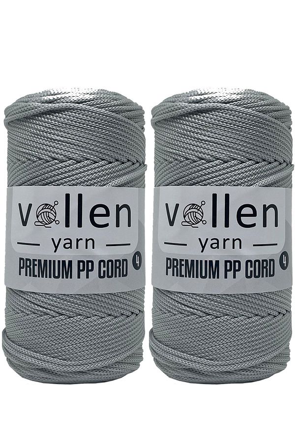 vollen yarn-طقم خيط مكرامية من البوليستر الفاخر مكون من 2 2 مم، خيط مكرامية، مكرامية، خزانة، حبل حقيبة، رمادي فاتح، 400 جرام، 460 طن متري 1