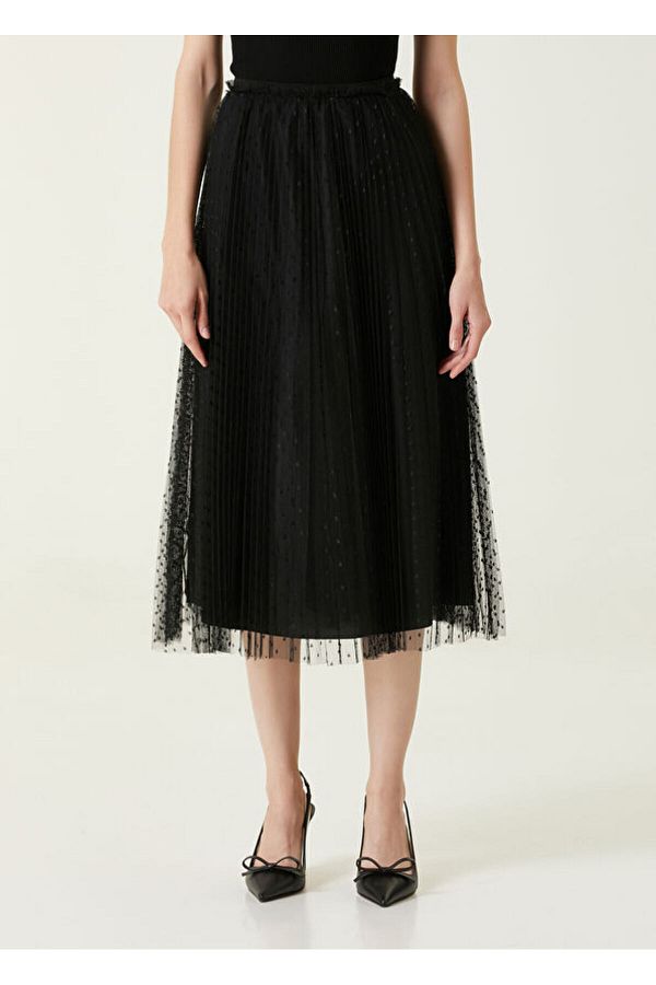 Red Valentino Polka Dot Black Midi Tulle Skirt Size 40 Trendyol