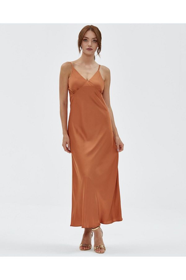 Burnt orange satin maxi dress best sale