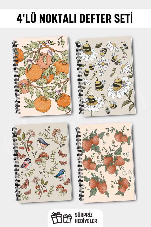 Eldesen Tasarım-A5 Size 4-Point Notebook Set - 50 Sheets and 100 Sheets 1