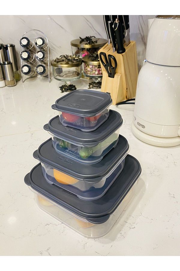 homehayat-Nano Storage Container Set of 4 Vacuumed 2.2lt-1,1lt-530ml-200ml 1