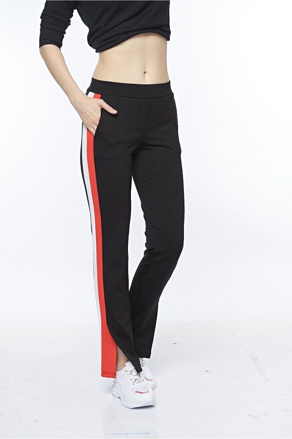 fsm1453 Women s Lycra Tracksuit Bottom with Side Stripe Detail Front Pocket Leg Slit Detail 4913 Trendyol