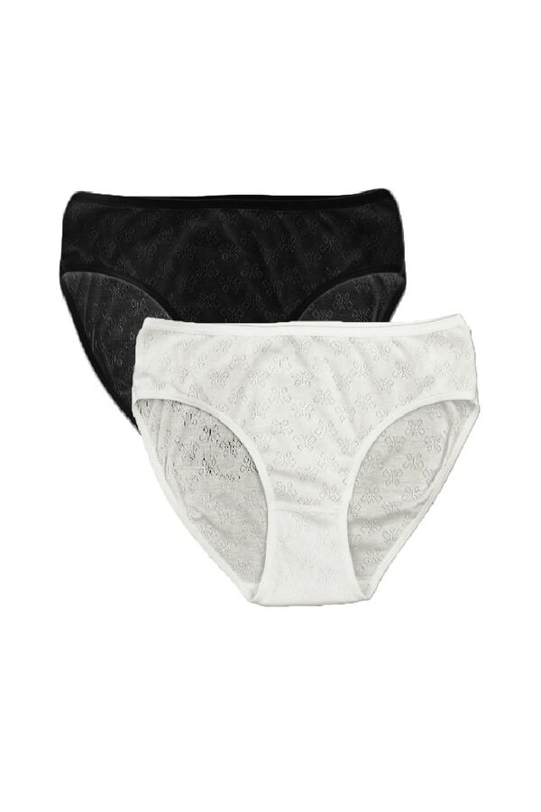 FSM1453-Women's Cotton Ribbed Normal Waist Slip Panties 2-Piece 1