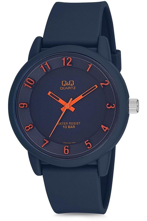 Q&Q-Navy Blue Unisex 10 Atm Waterproof Silicone Wristwatch 1
