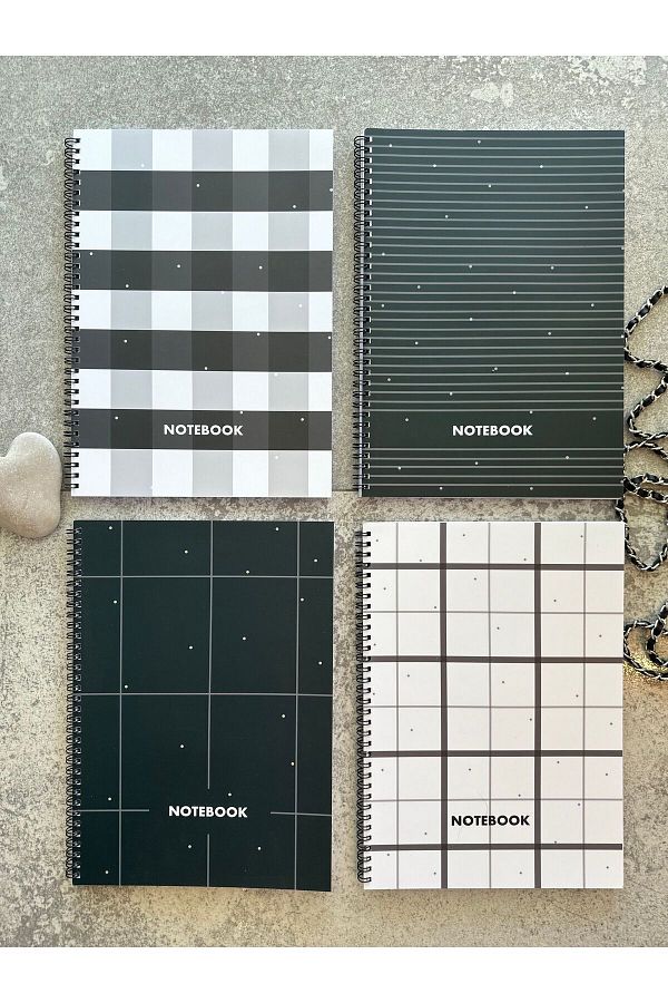 Smile Notes-A4 Spiral School Notebook 80 Sheets 160 Pages Set of 4 Checks 1