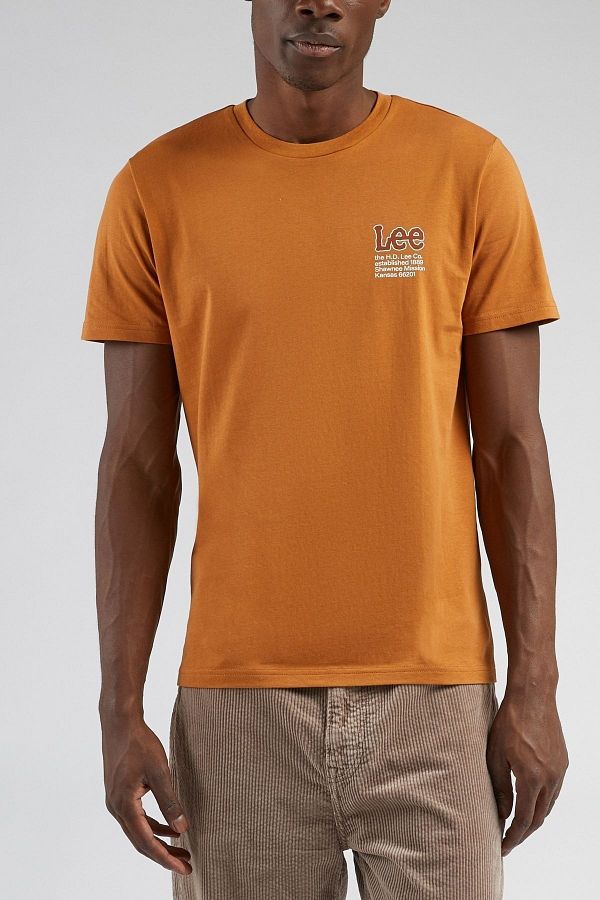 Lee Caramel Color Crew Neck 100 Cotton Regular Fit T shirt Trendyol