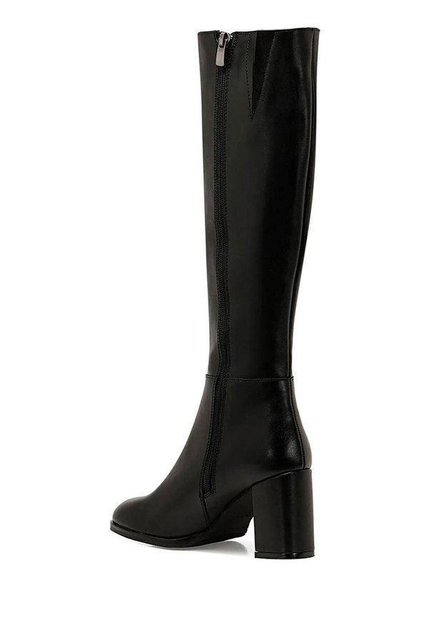 Les Passent Women's Passent Black Zippered High-Heel Leather Boots