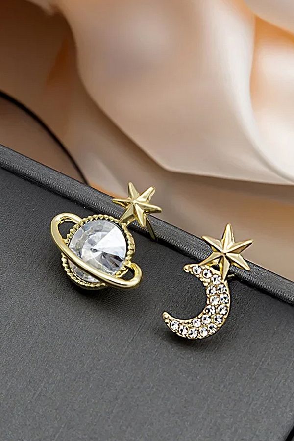 Glaren-Space Themed Gold Color Women's Earrings 1