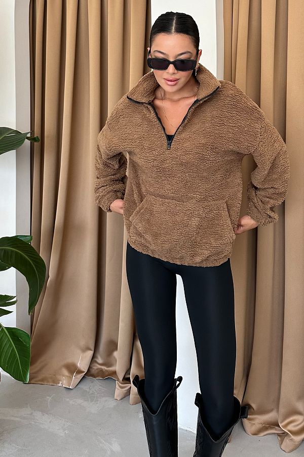 MODAGEN-Stehkragen-Lamm-Teddy-Stoff-Damen-Polar-Sweatshirt 1