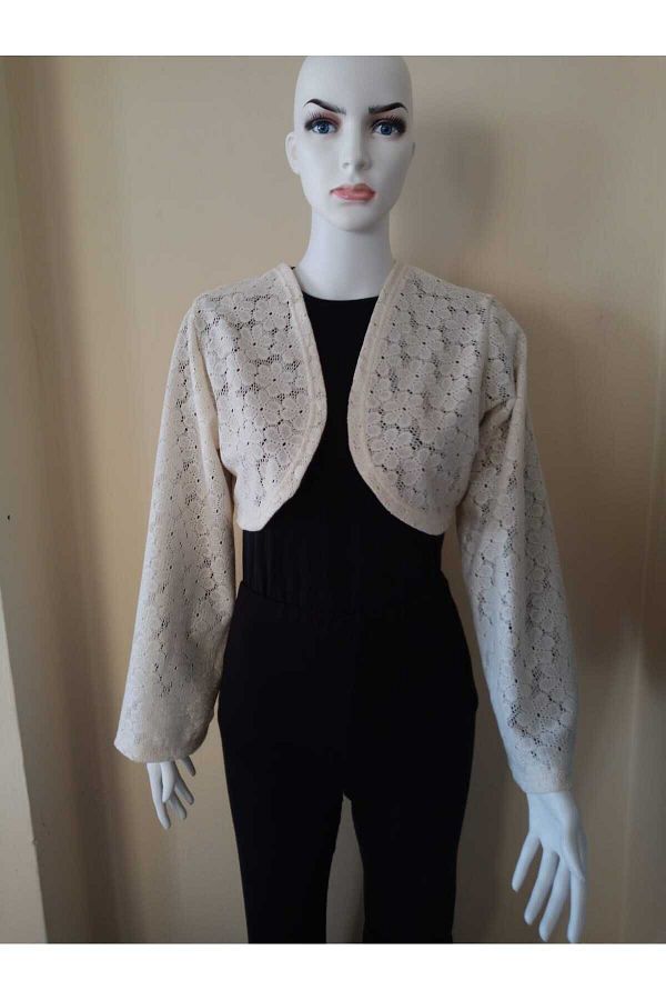 asma FLOWER PATTERNED LONG SLEEVE BOLERO CARDIGAN Trendyol
