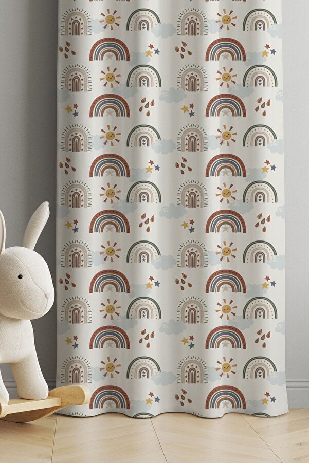 AYSHOME Ays Home Gökkuşağı Çocuk Odası Fon Perde(EBATINA DİKKAT EDİNİZ)