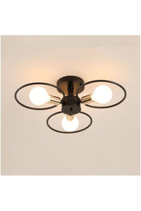 Ömür Avize-Leaf Rustic Non-Glass Triple Chandelier 1